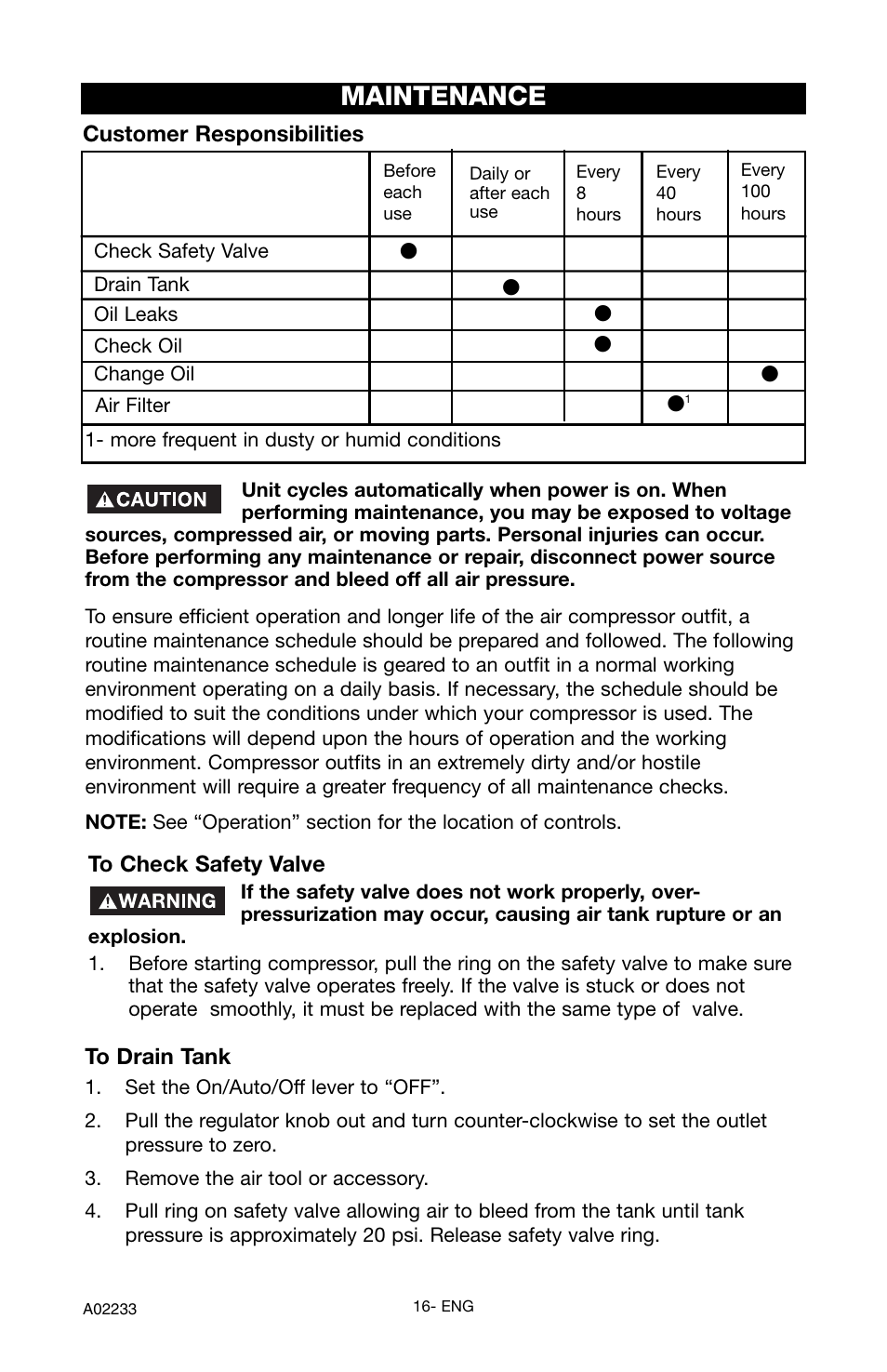 Maintenance | Porter-Cable C2550 User Manual | Page 16 / 26