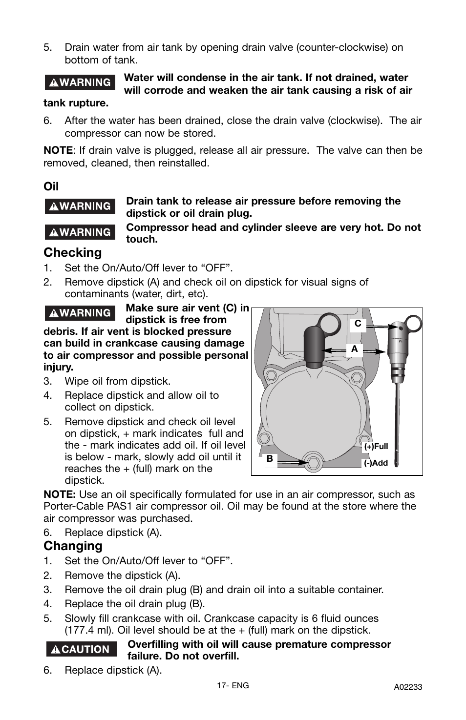 Checking, Changing | Porter-Cable C2550 User Manual | Page 17 / 26