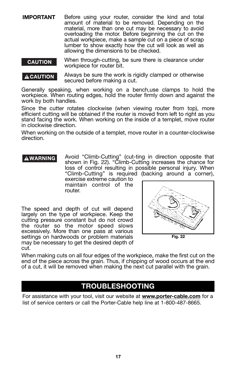 Troubleshooting | Porter-Cable 8529 User Manual | Page 17 / 21