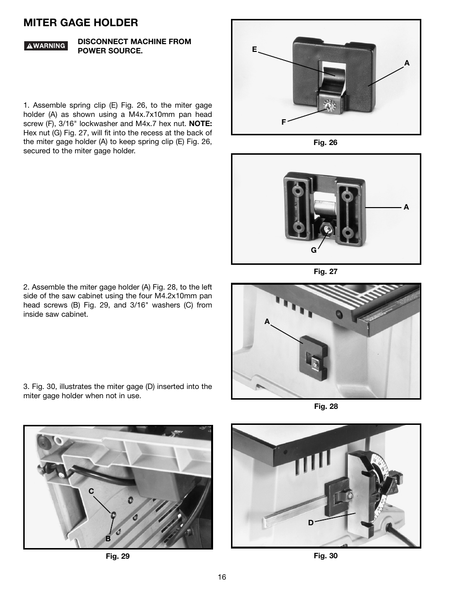 Miter gage holder | Porter-Cable (Model TS220LS) User Manual | Page 16 / 29