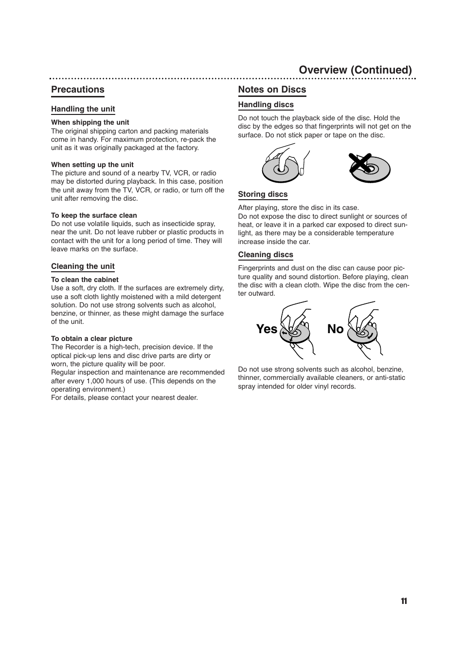 No yes, Overview (continued) | Porter-Cable DVDR630VR User Manual | Page 11 / 61