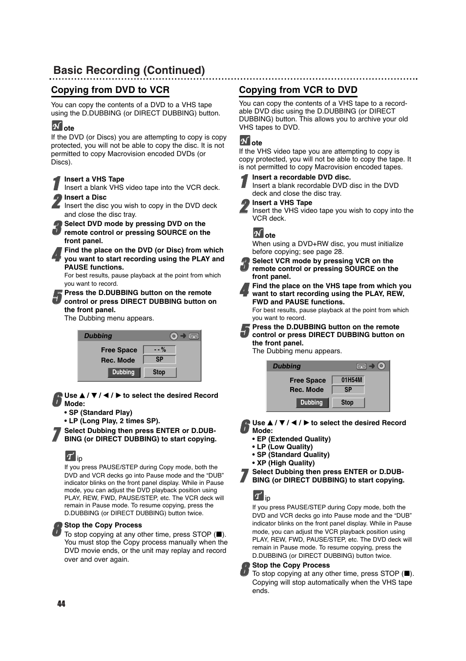 Porter-Cable DVDR630VR User Manual | Page 44 / 61