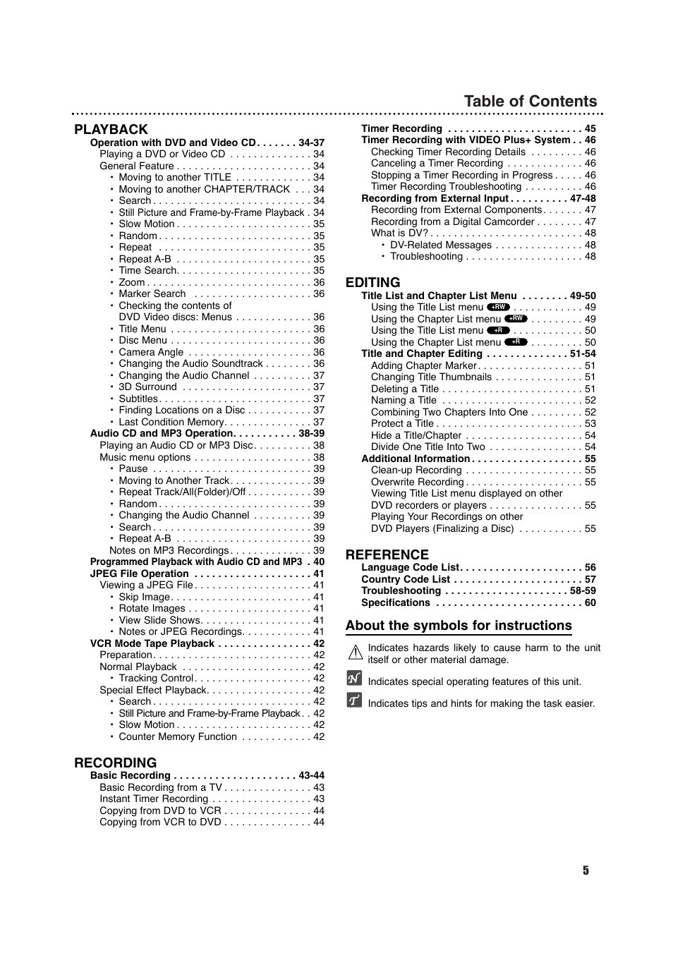 Porter-Cable DVDR630VR User Manual | Page 5 / 61