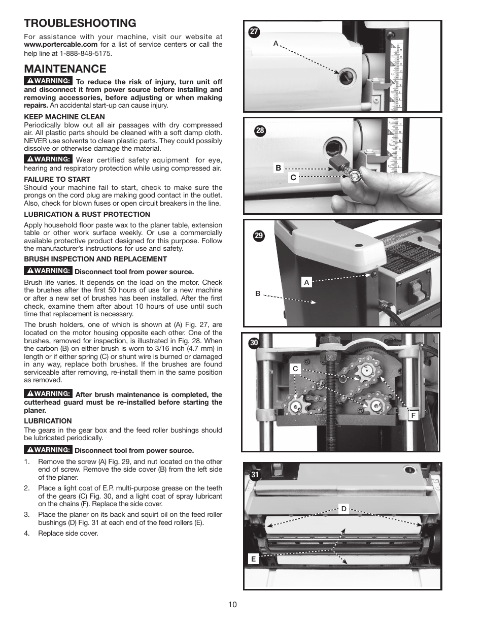 Troubleshooting, Maintenance | Porter-Cable PC305TP User Manual | Page 10 / 36