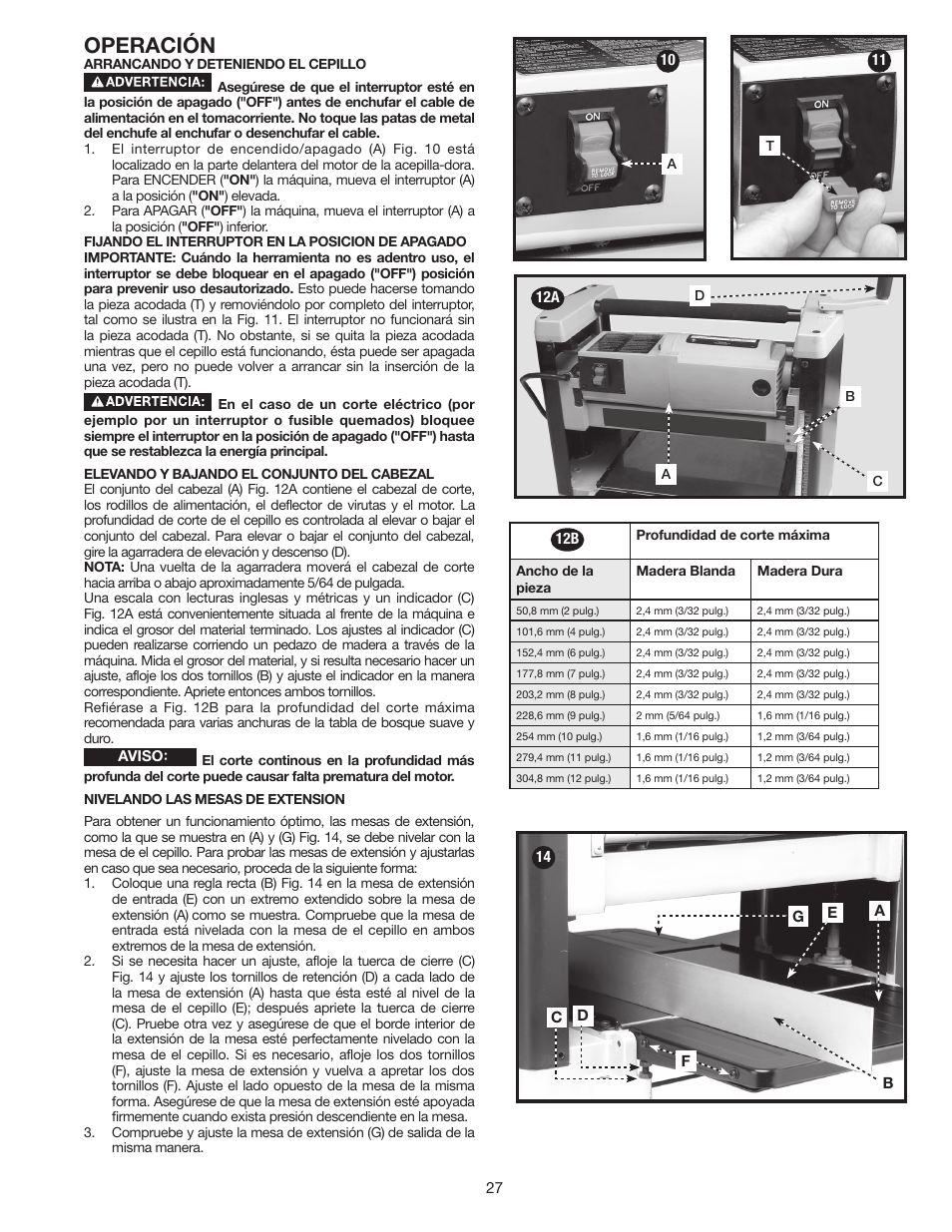 Operación | Porter-Cable PC305TP User Manual | Page 27 / 36