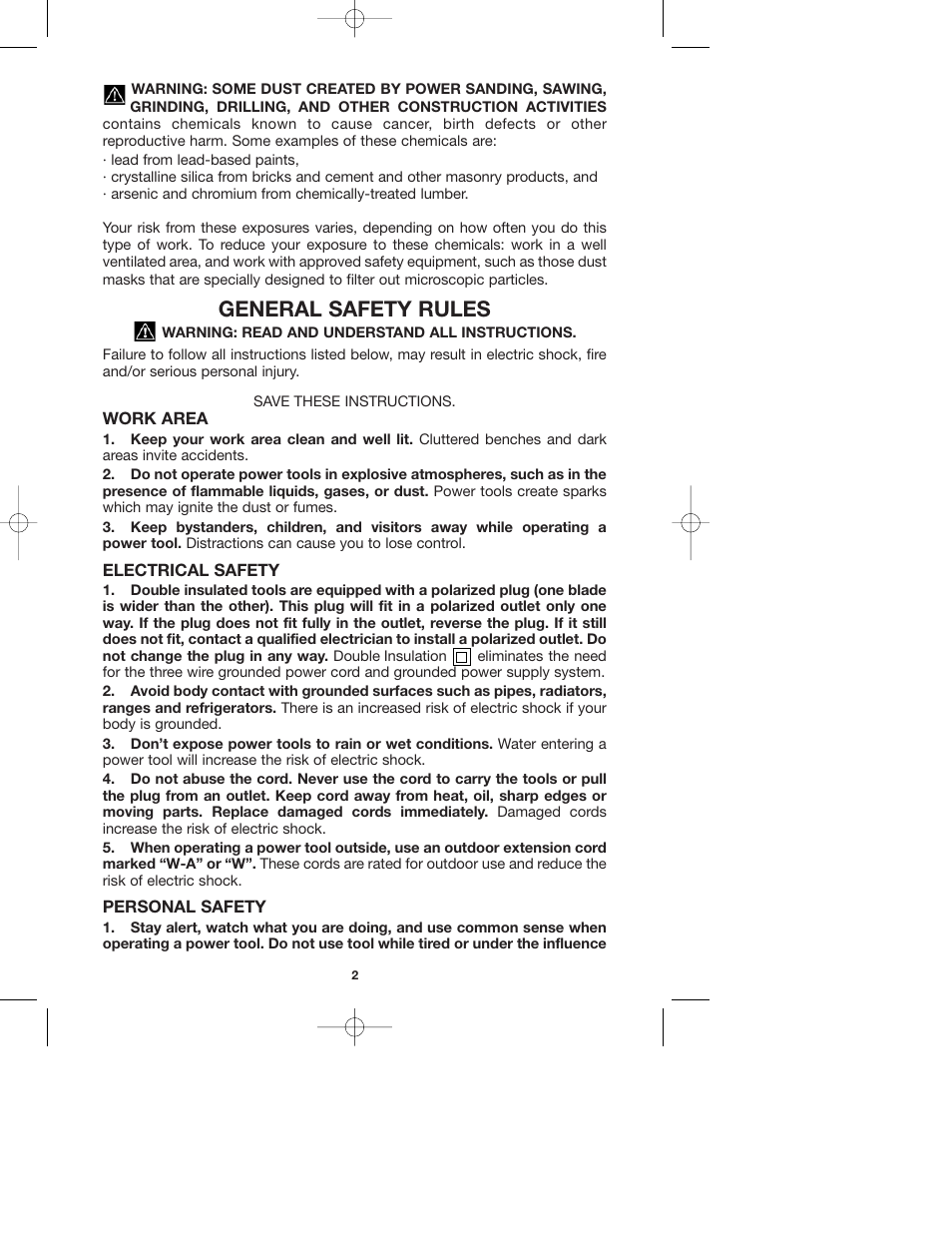 General safety rules | Porter-Cable 743 User Manual | Page 2 / 17