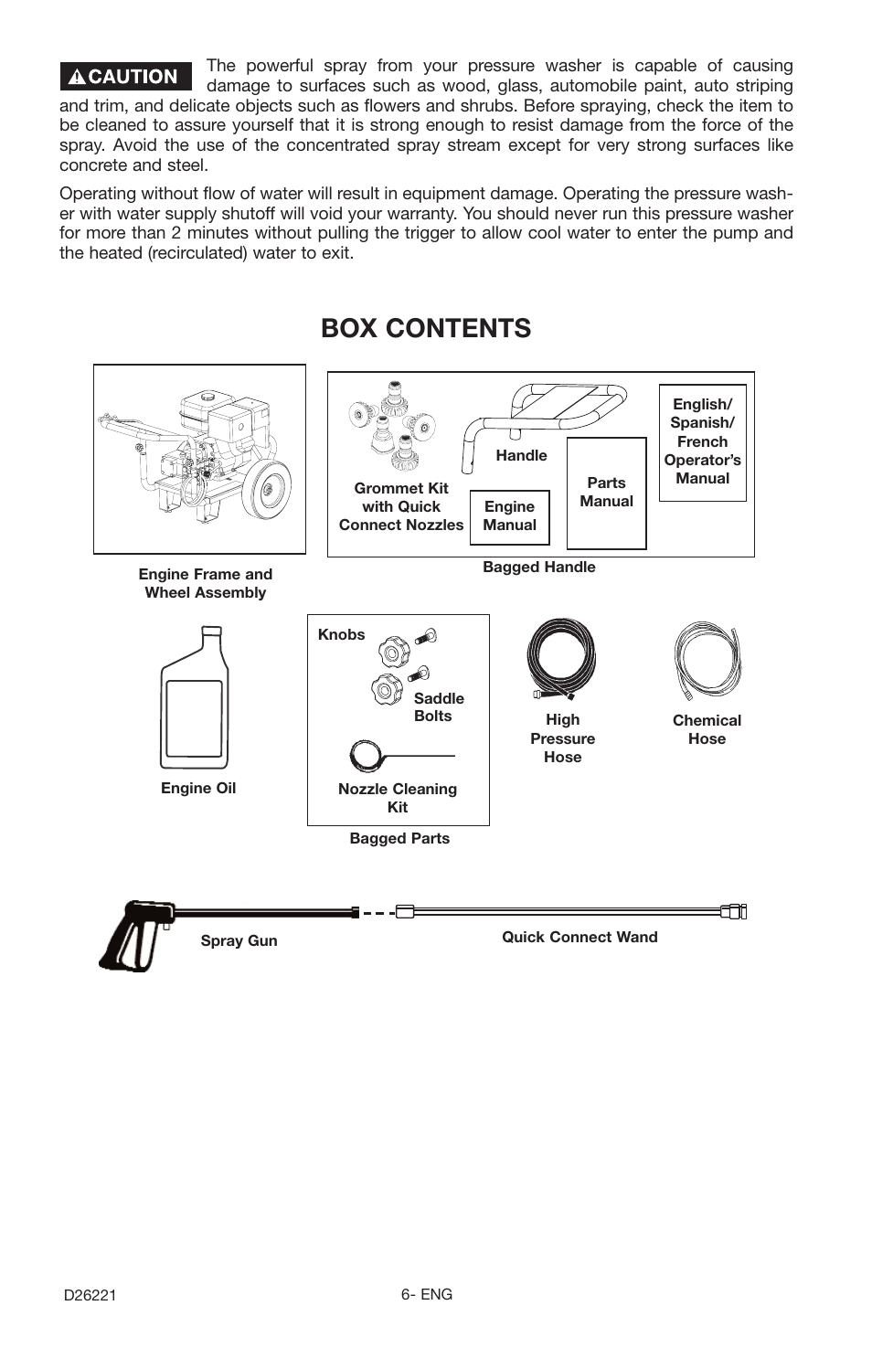 Box contents | Porter-Cable D26221-025-1 User Manual | Page 6 / 20