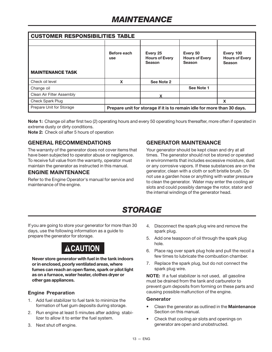Maintenance, Storage | Porter-Cable D21679-008-0 User Manual | Page 13 / 20