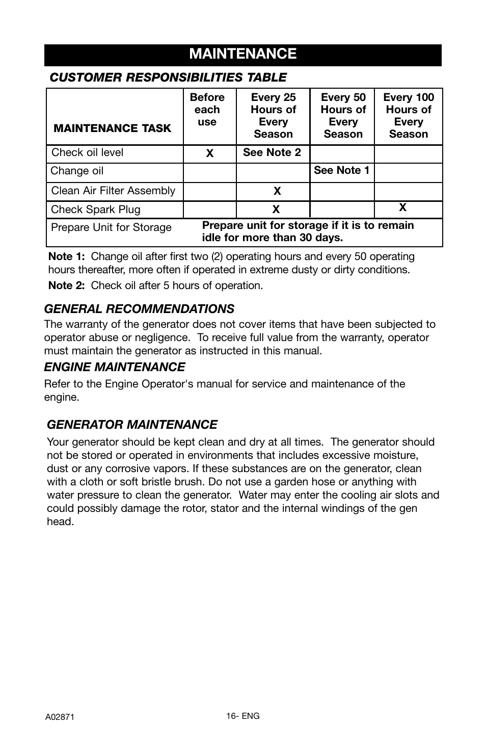 Maintenance | Porter-Cable A02871-043-0 User Manual | Page 16 / 24