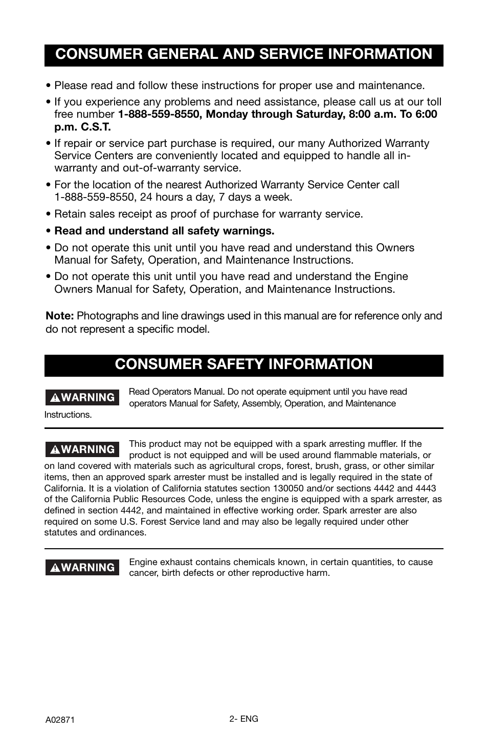 Consumer general and service information, Consumer safety information | Porter-Cable A02871-043-0 User Manual | Page 2 / 24