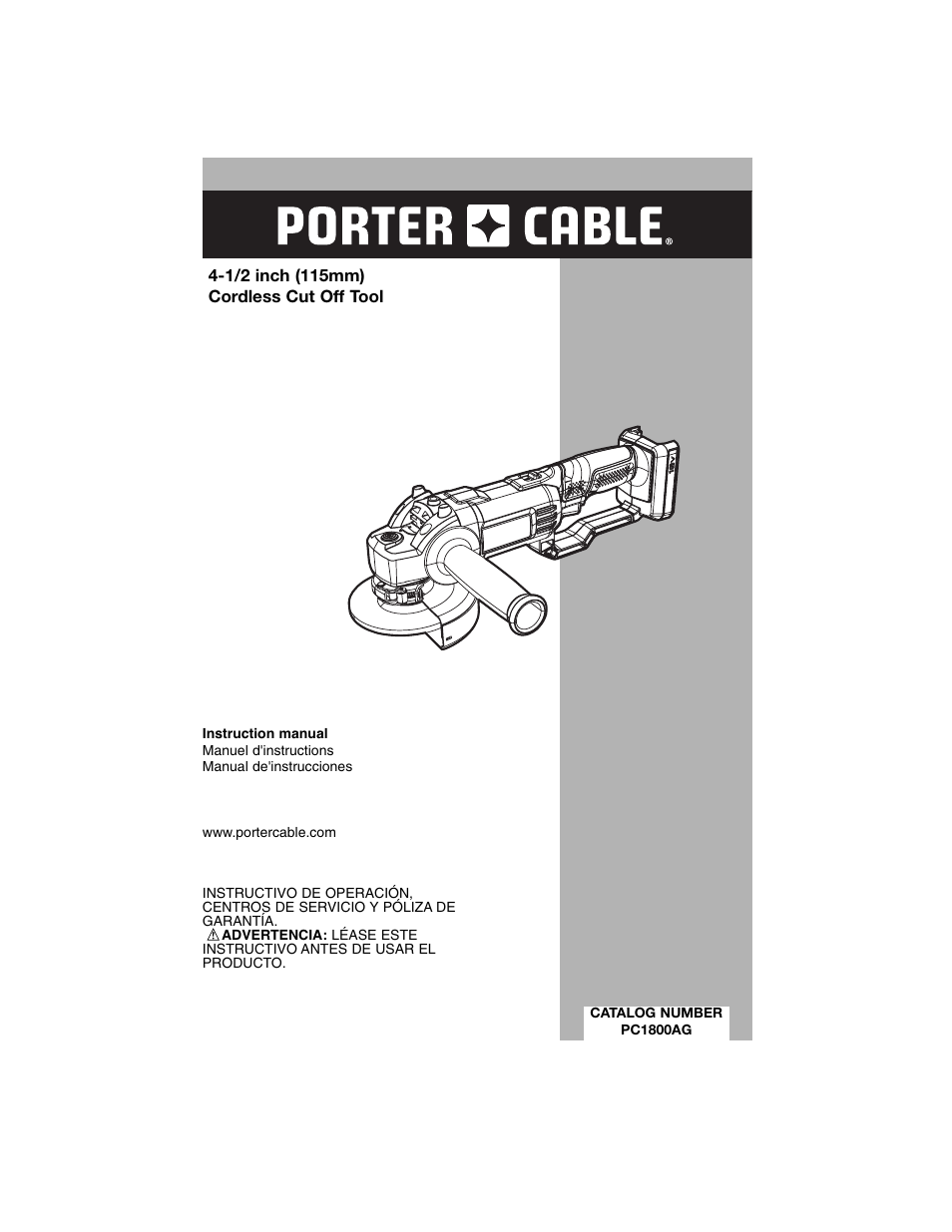 Porter-Cable PC1800AG User Manual | 72 pages