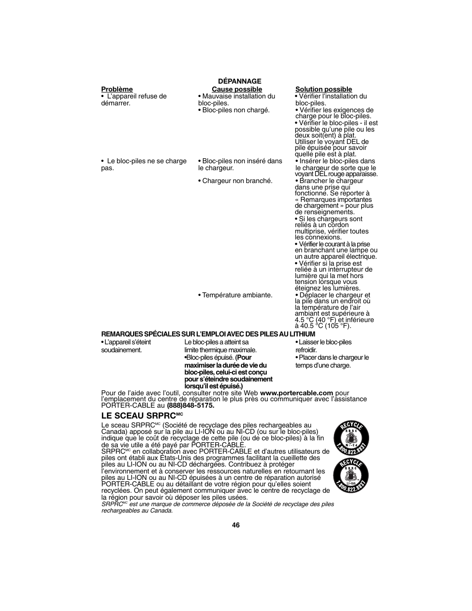 Porter-Cable PC1800AG User Manual | Page 46 / 72