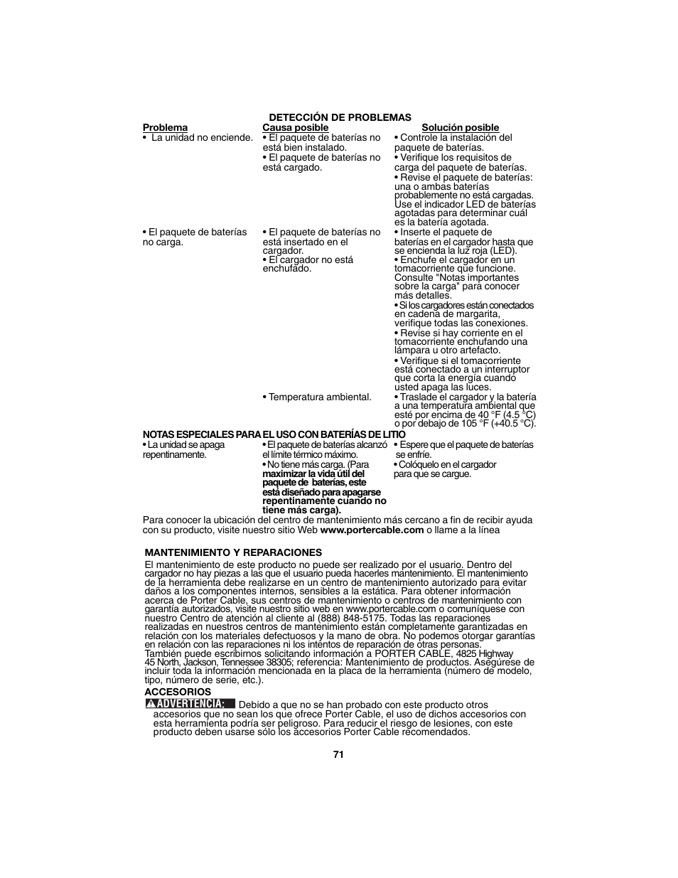 Porter-Cable PC1800AG User Manual | Page 71 / 72