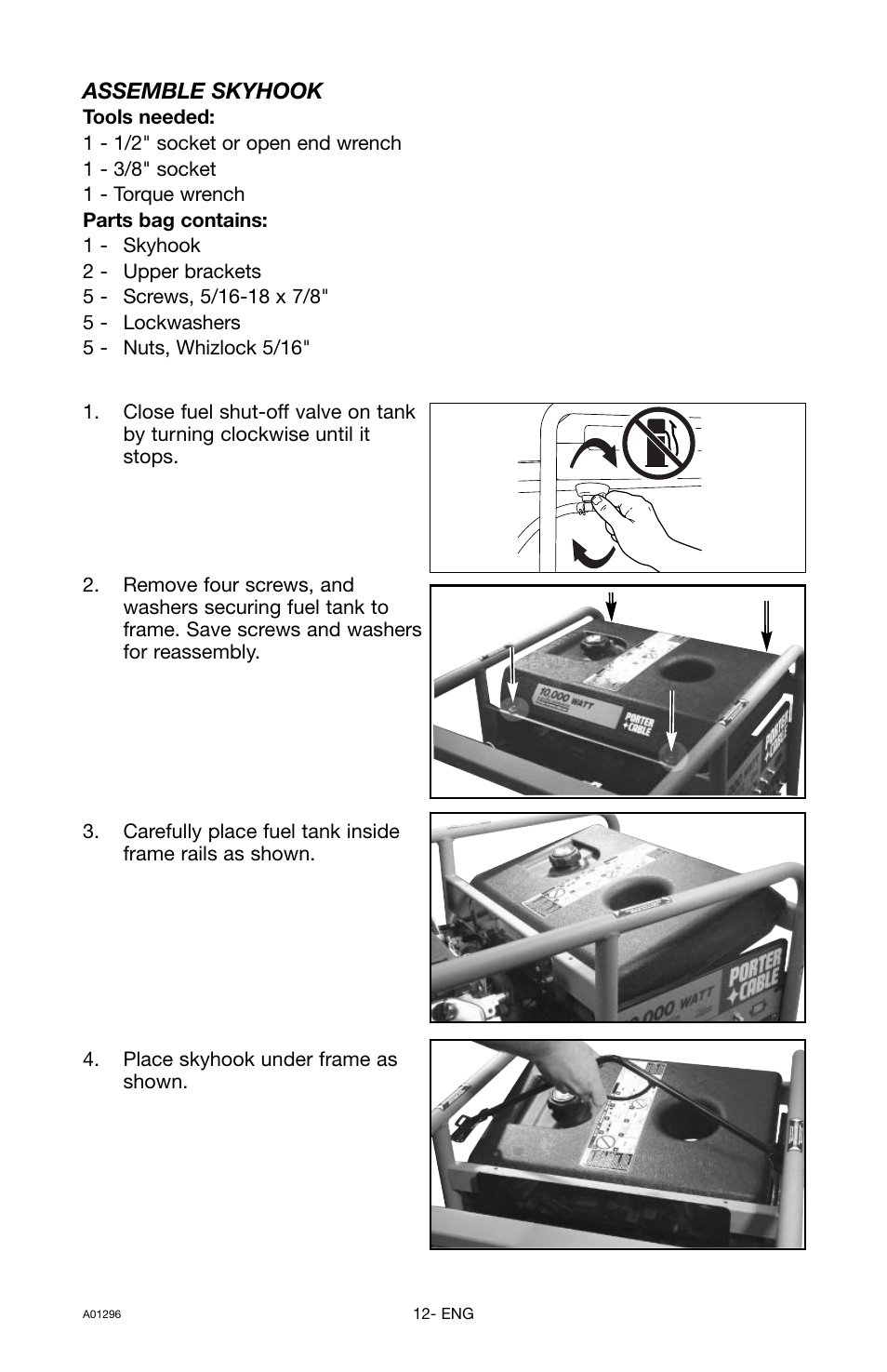 Assemble skyhook | Porter-Cable H1000IS-W User Manual | Page 12 / 28