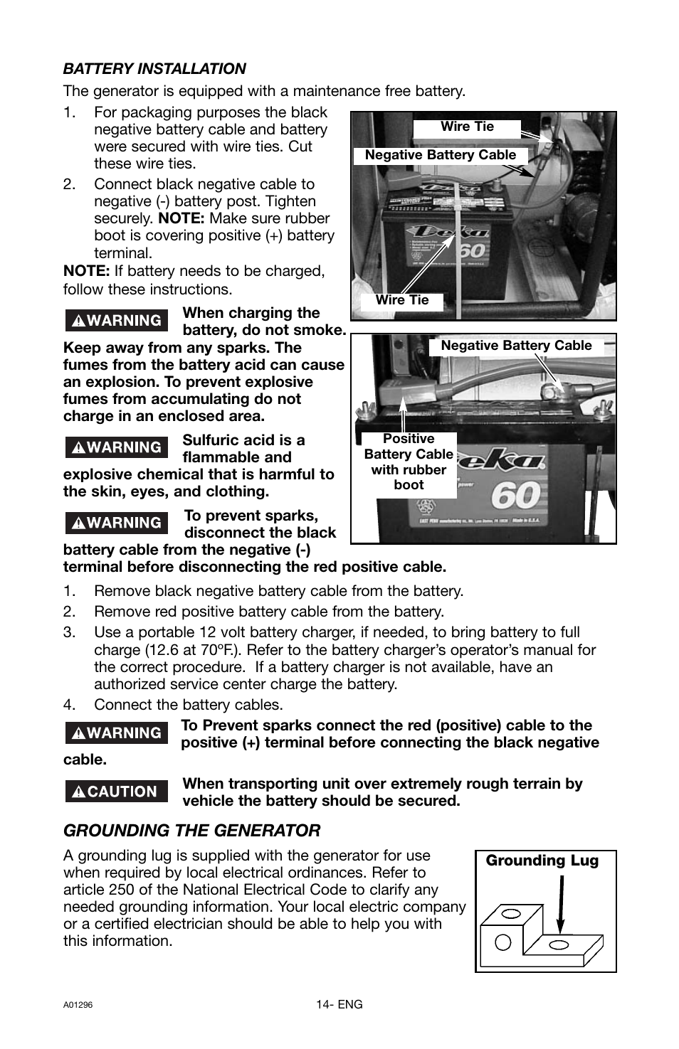 Grounding the generator | Porter-Cable H1000IS-W User Manual | Page 14 / 28
