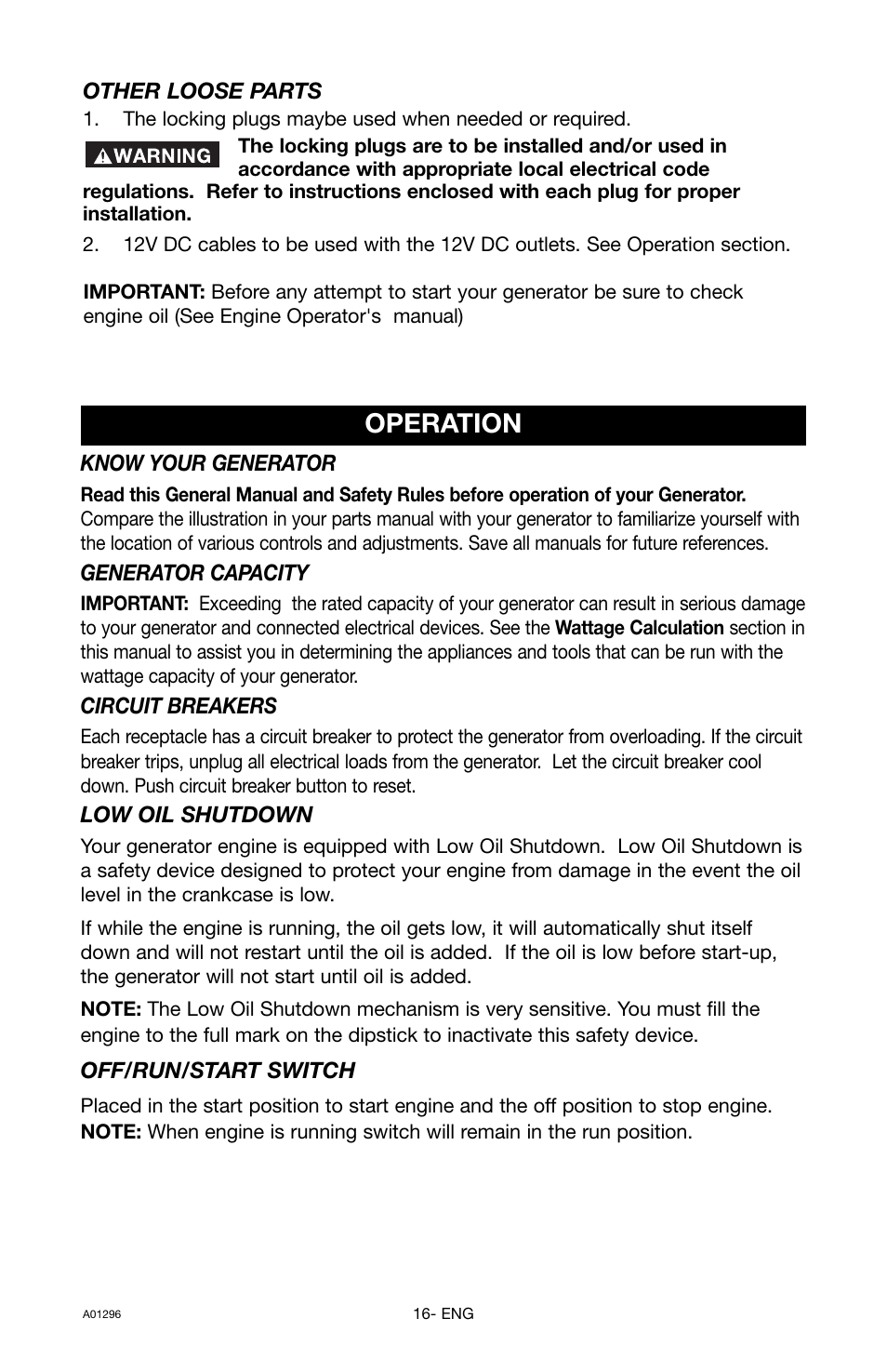 Operation | Porter-Cable H1000IS-W User Manual | Page 16 / 28