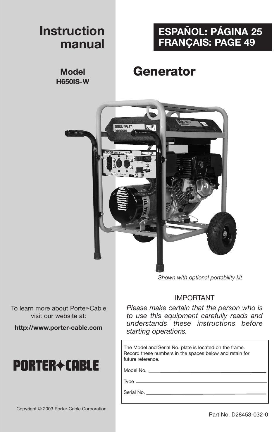 Porter-Cable H650IS-W User Manual | 24 pages