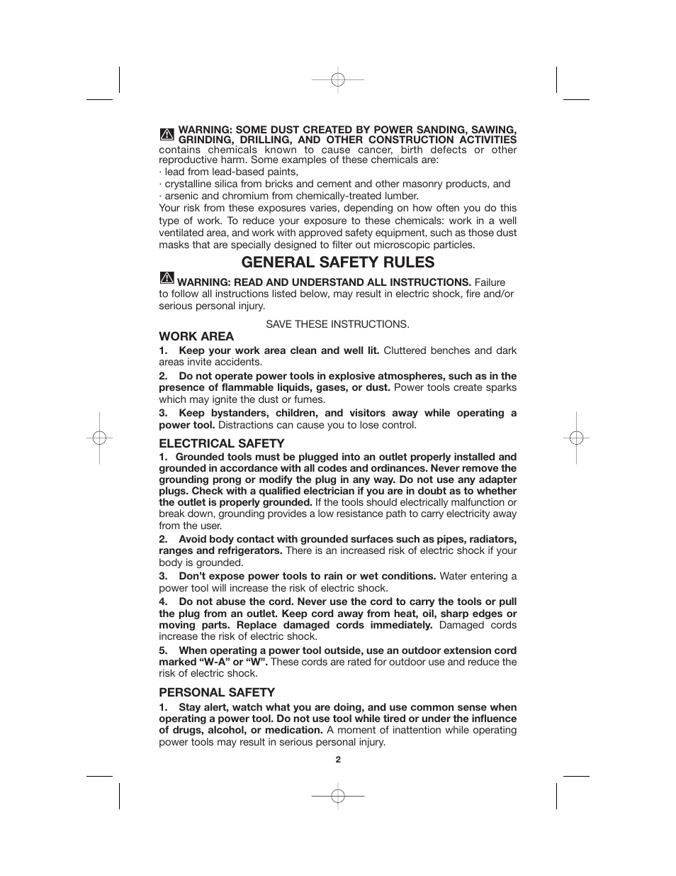 General safety rules | Porter-Cable 7800 User Manual | Page 2 / 15