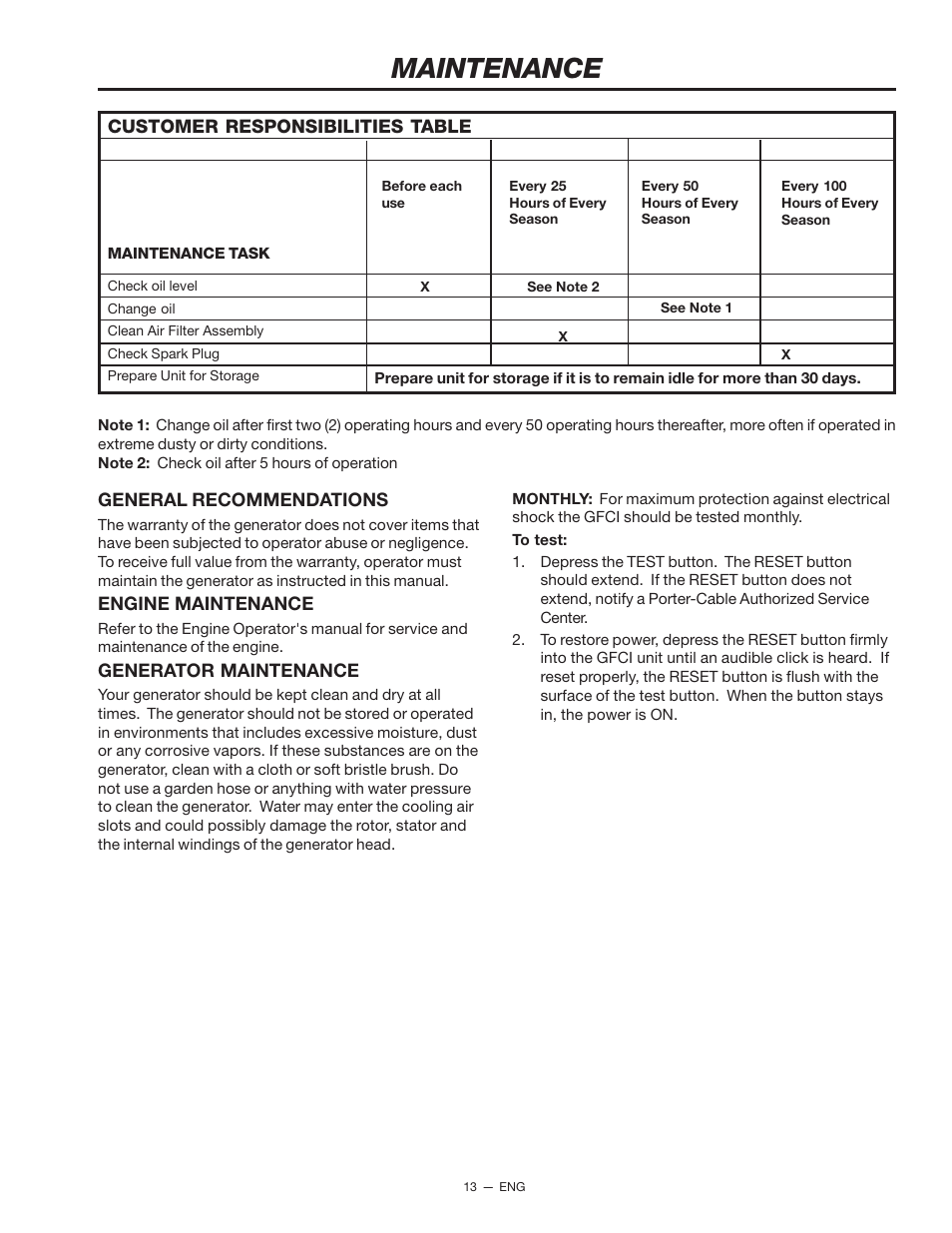 Maintenance | Porter-Cable T550 User Manual | Page 13 / 20