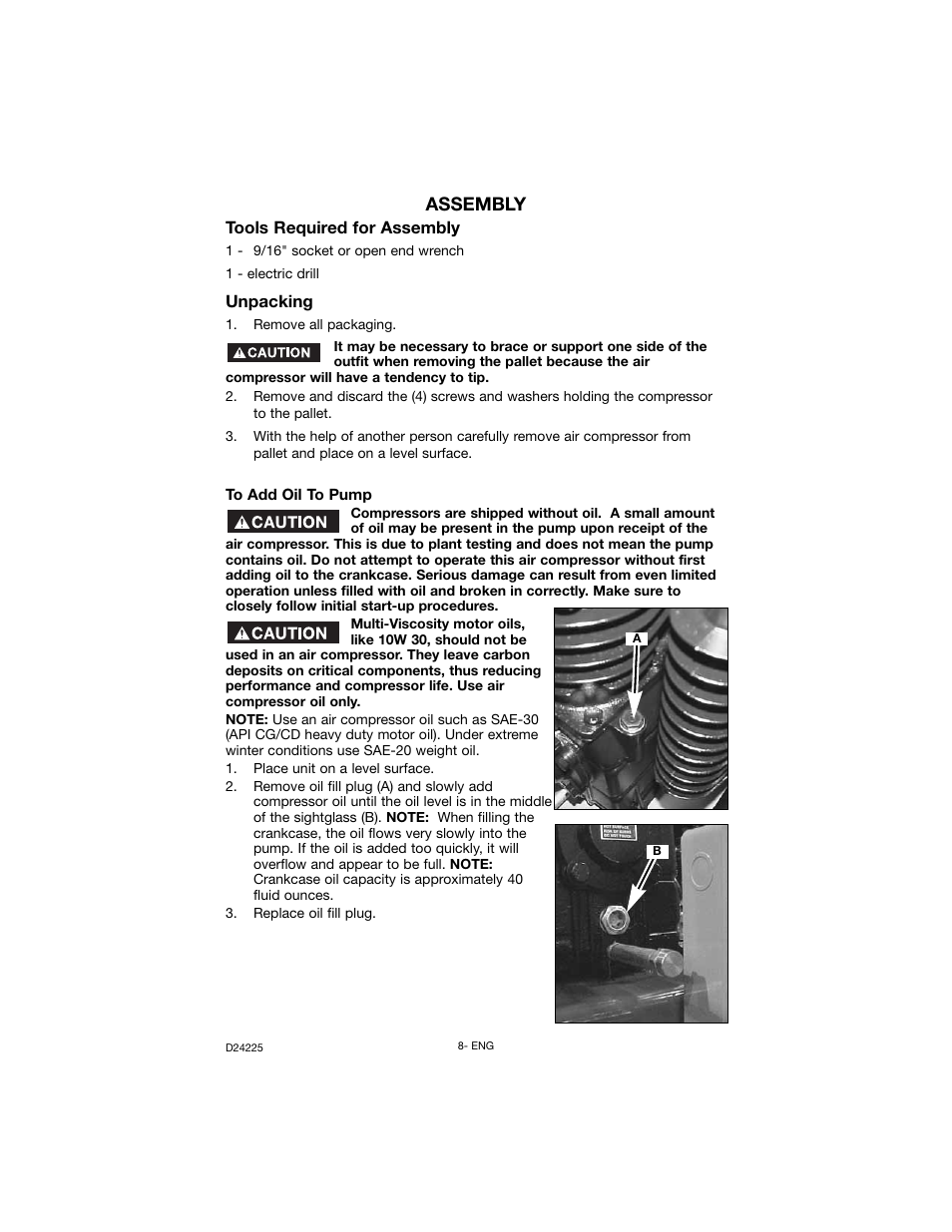 Assembly | Porter-Cable Oil Lube Two Stage D24225-049-2 User Manual | Page 8 / 80