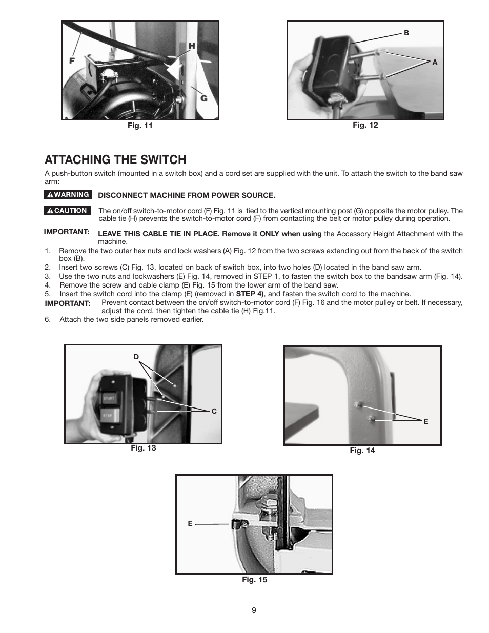 Attaching the switch | Porter-Cable 28-306 User Manual | Page 9 / 20