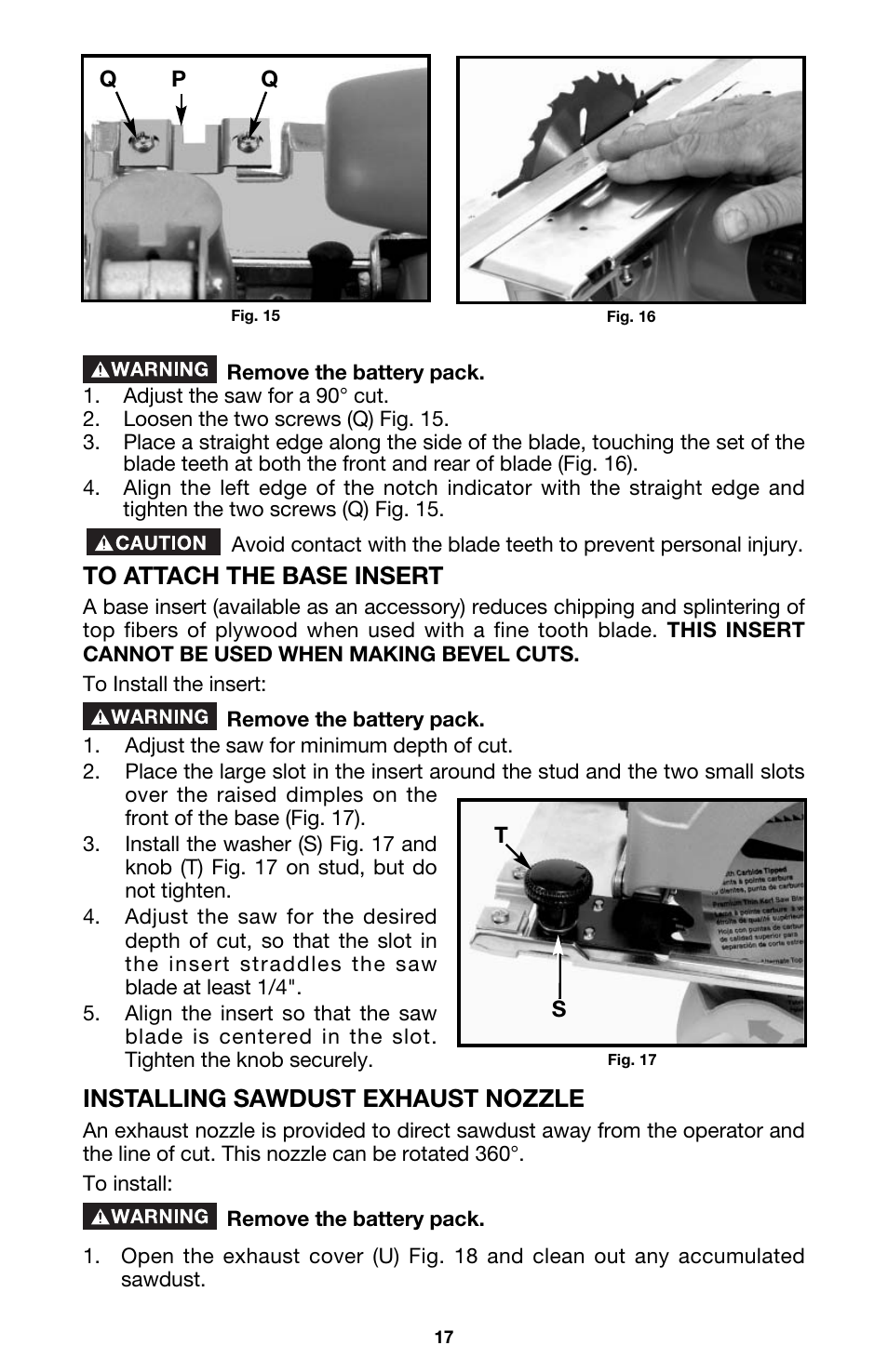 Installing sawdust exhaust nozzle | Porter-Cable 844 User Manual | Page 17 / 23