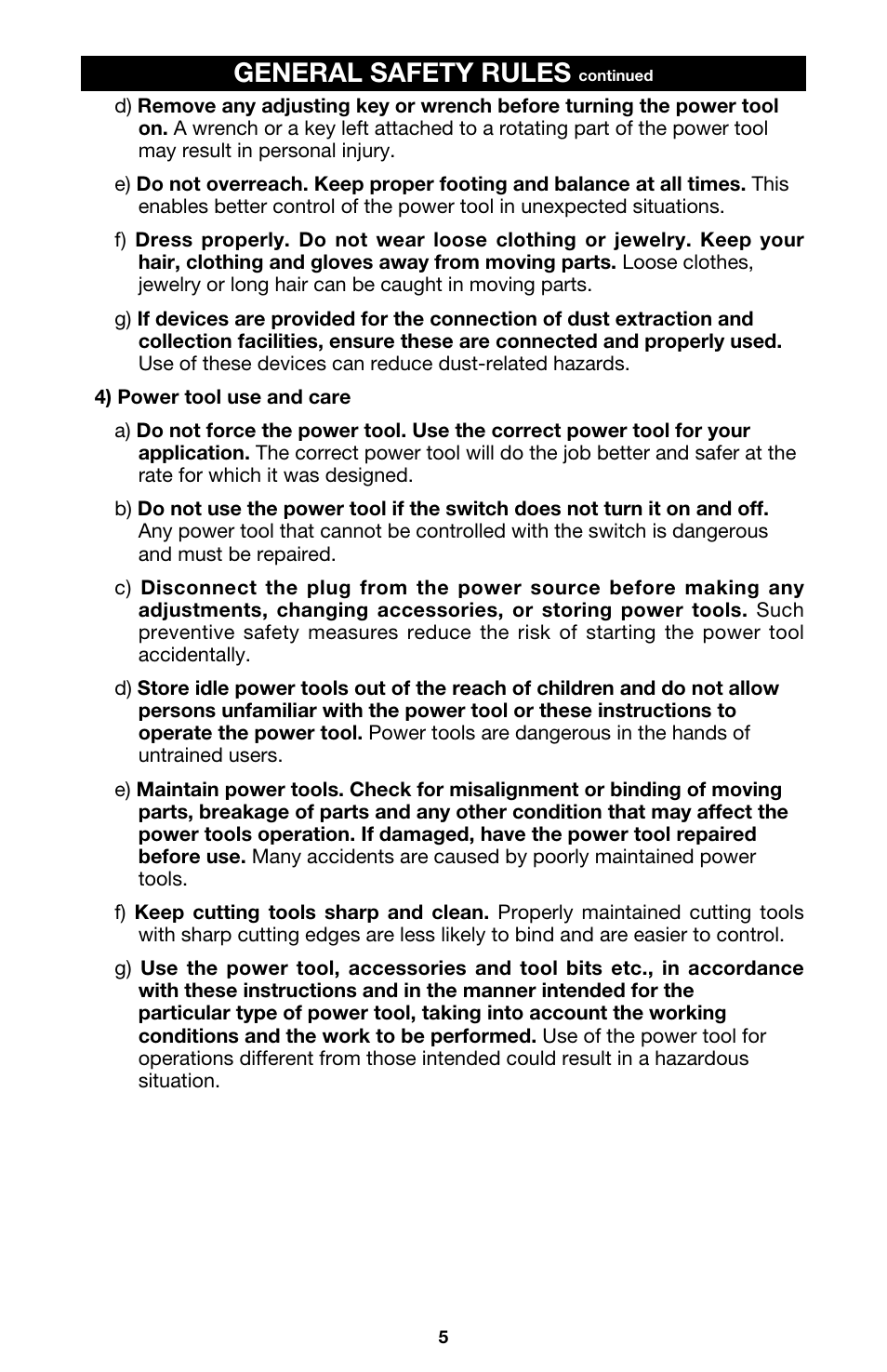 General safety rules | Porter-Cable 844 User Manual | Page 5 / 23