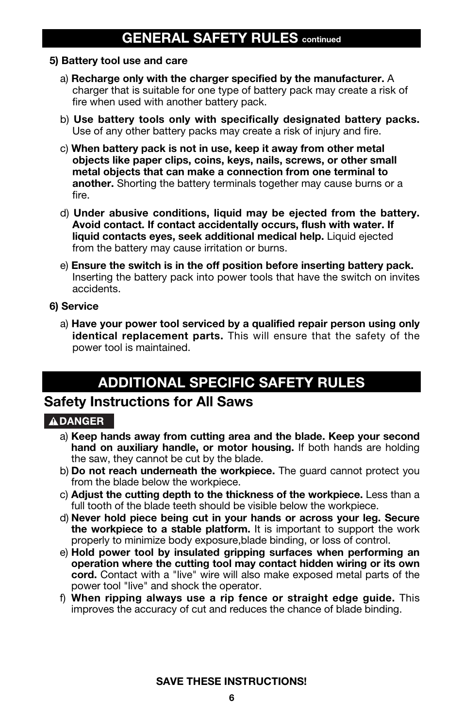 General safety rules | Porter-Cable 844 User Manual | Page 6 / 23