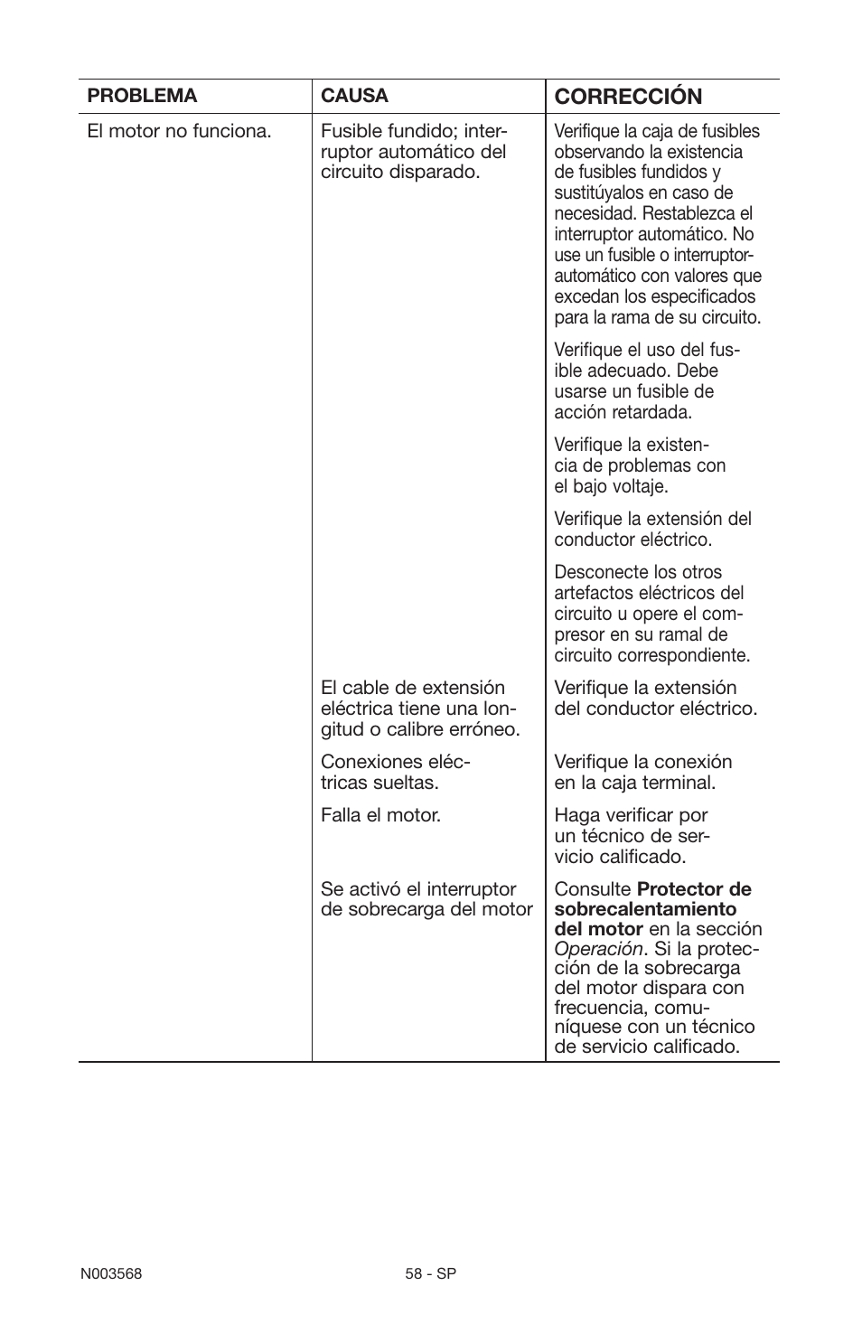 Porter-Cable N003568 User Manual | Page 58 / 64