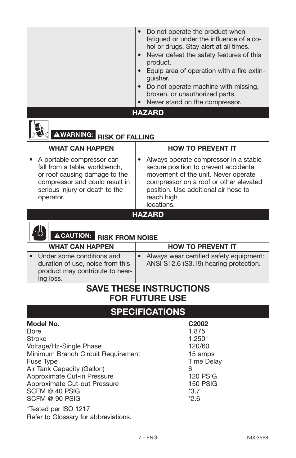 Porter-Cable N003568 User Manual | Page 7 / 64