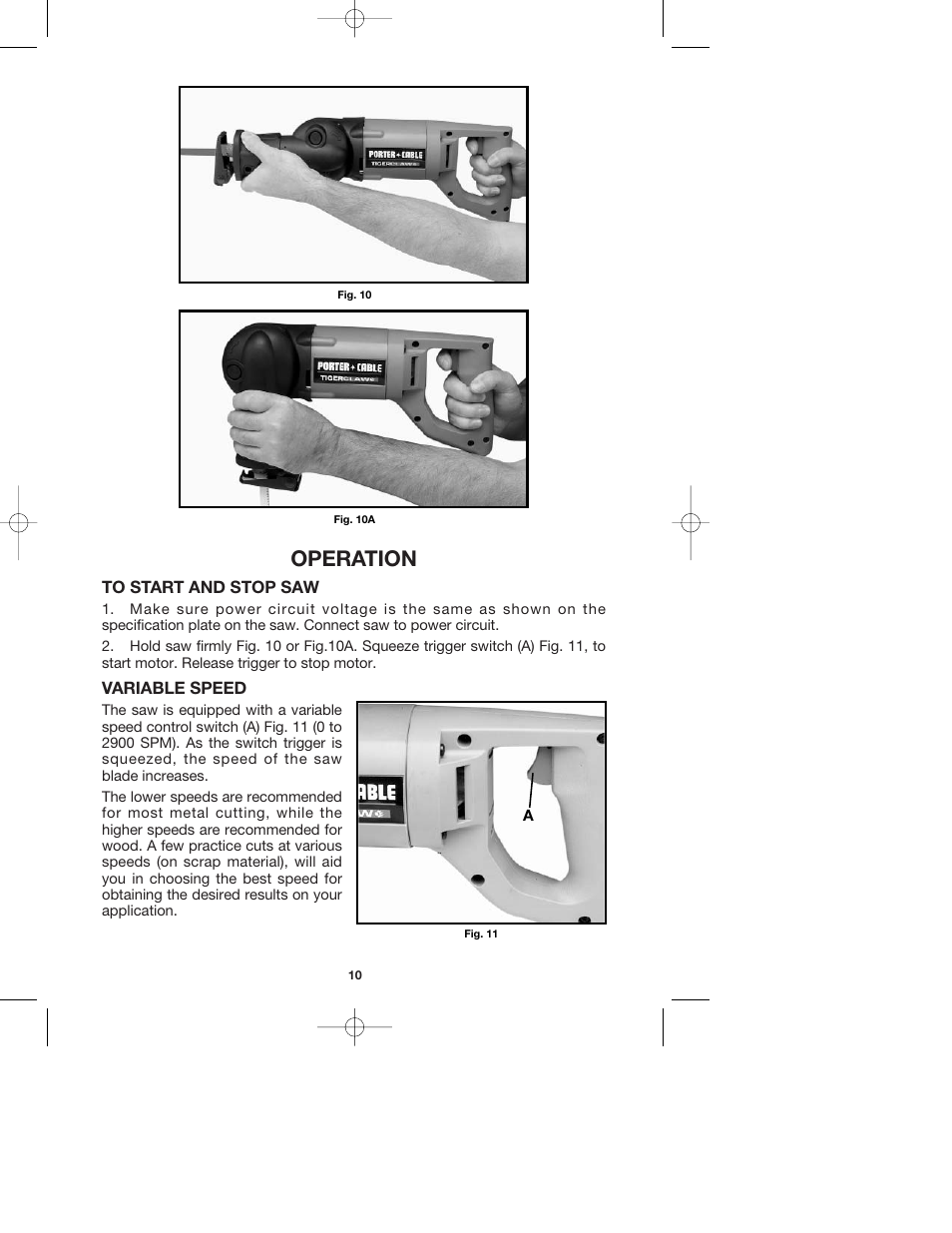 Operation | Porter-Cable TIGERCLAW 740 User Manual | Page 10 / 15