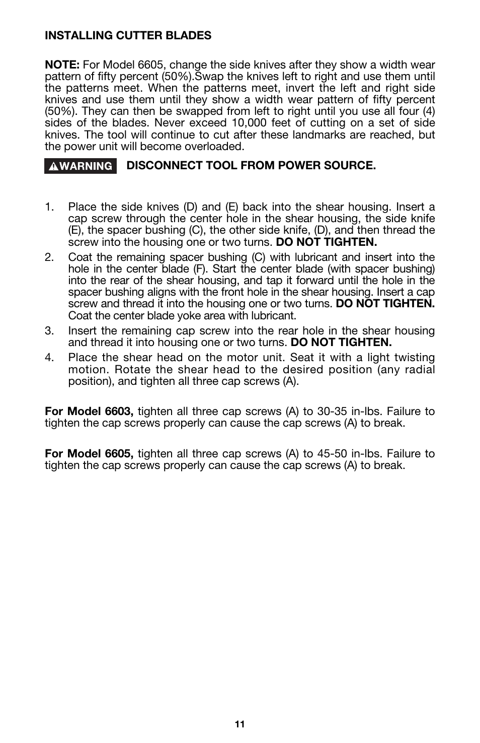 Porter-Cable 6603 User Manual | Page 11 / 15