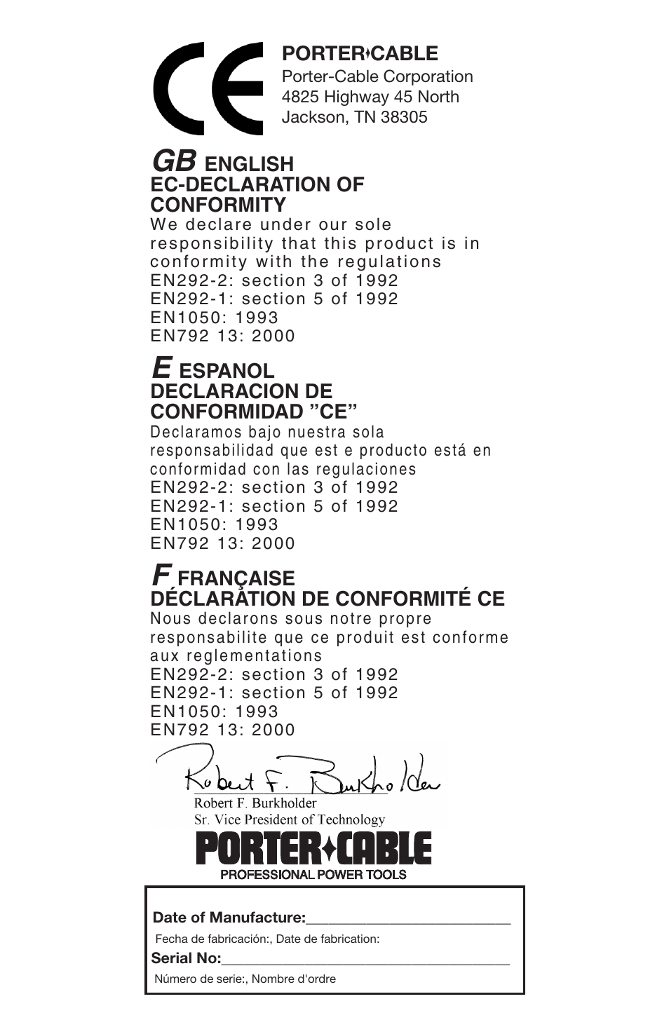 Porter-Cable NS100A User Manual | Page 2 / 37