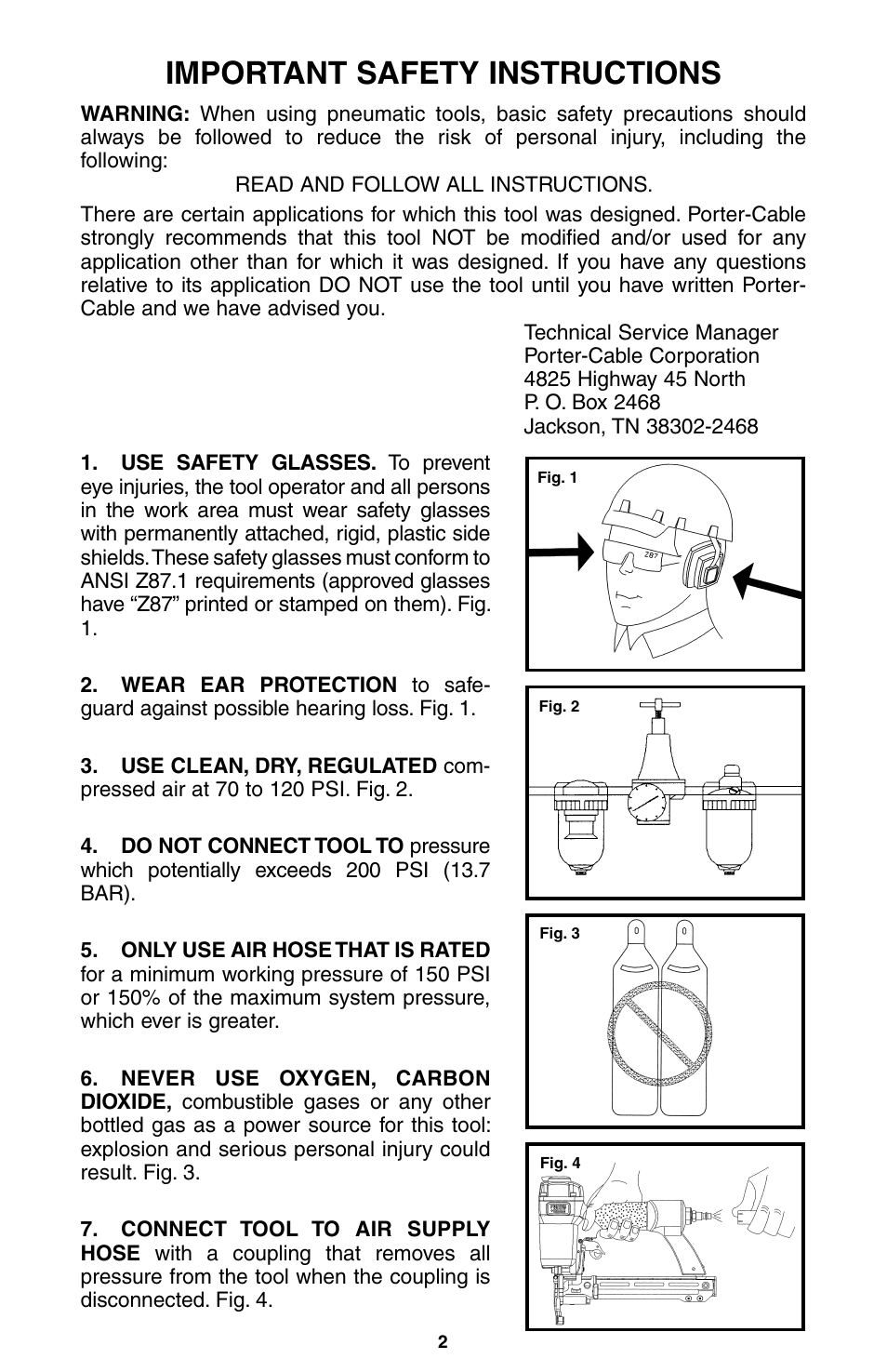 Important safety instructions | Porter-Cable NS100A User Manual | Page 3 / 37
