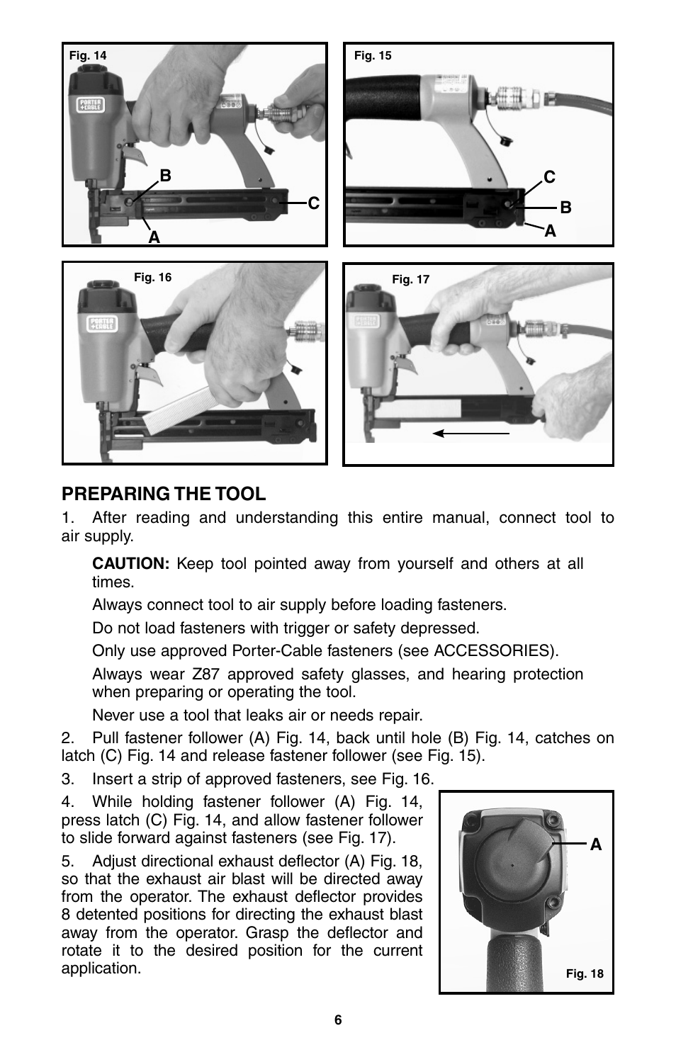 Preparing the tool | Porter-Cable NS100A User Manual | Page 7 / 37