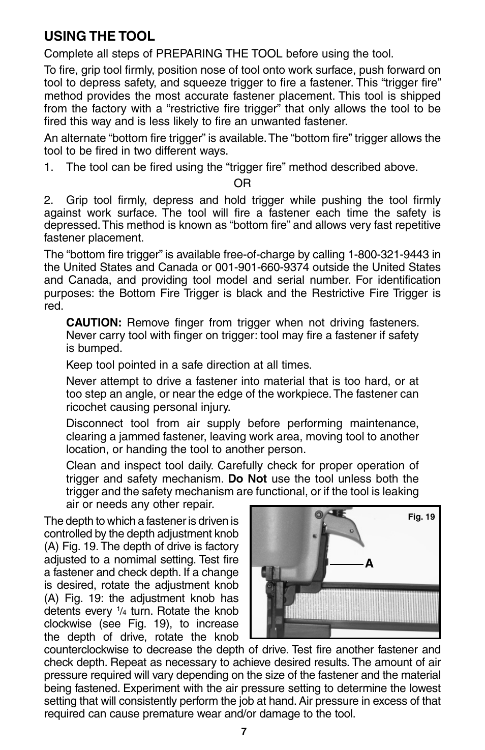 Using the tool | Porter-Cable NS100A User Manual | Page 8 / 37