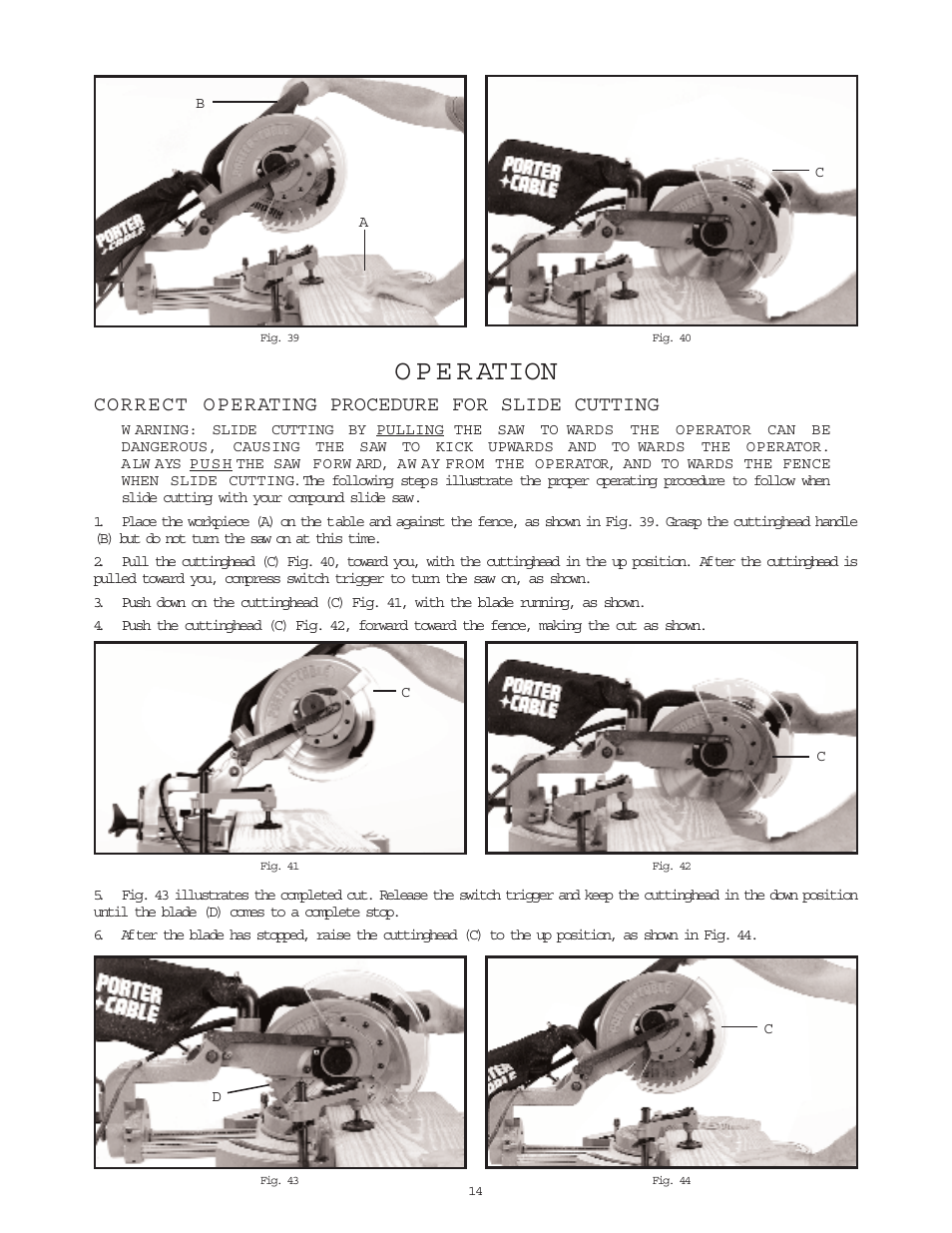 Correct operating procedure for slide cutting | Porter-Cable 3807 User Manual | Page 14 / 19