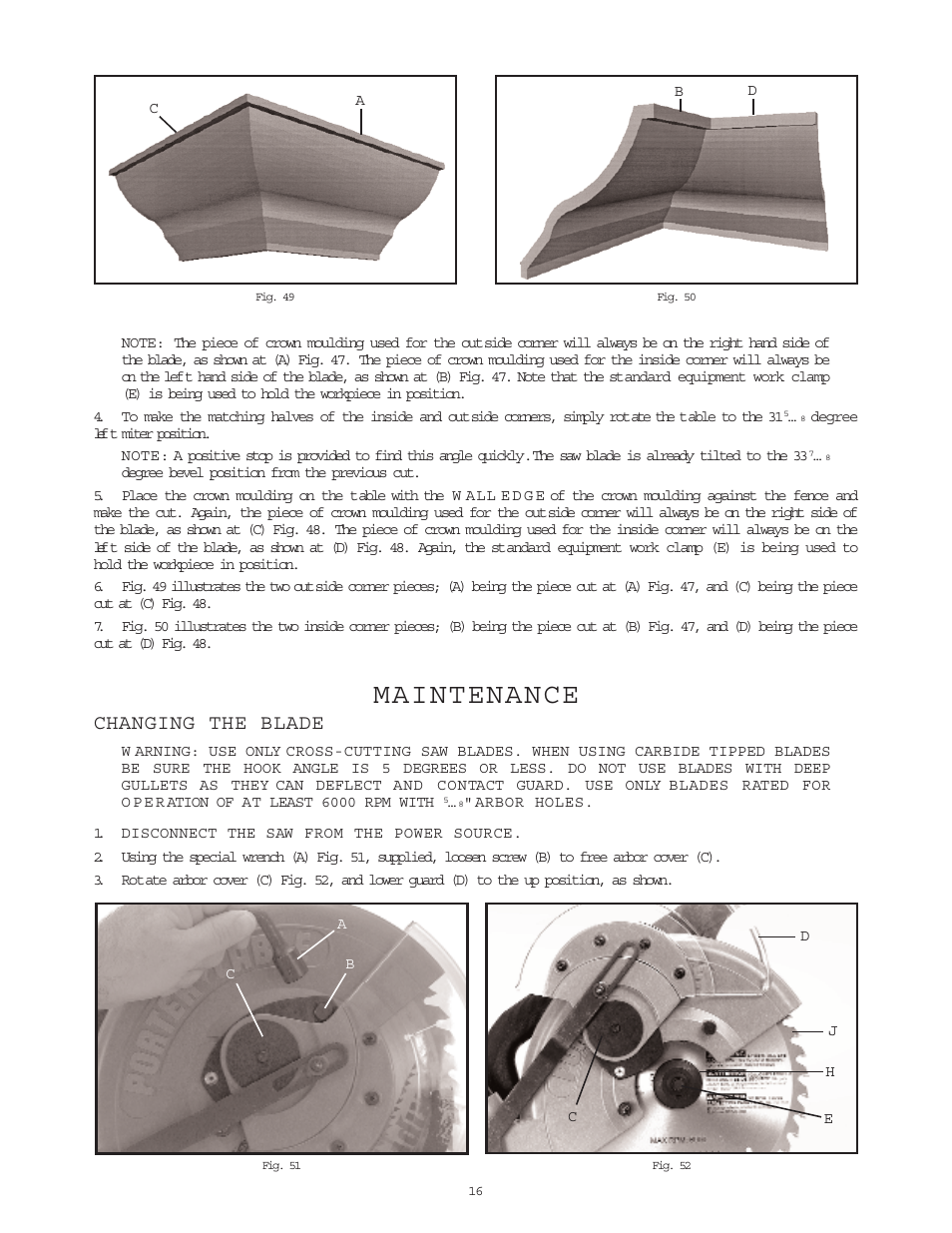 Maintenance, Changing the blade | Porter-Cable 3807 User Manual | Page 16 / 19