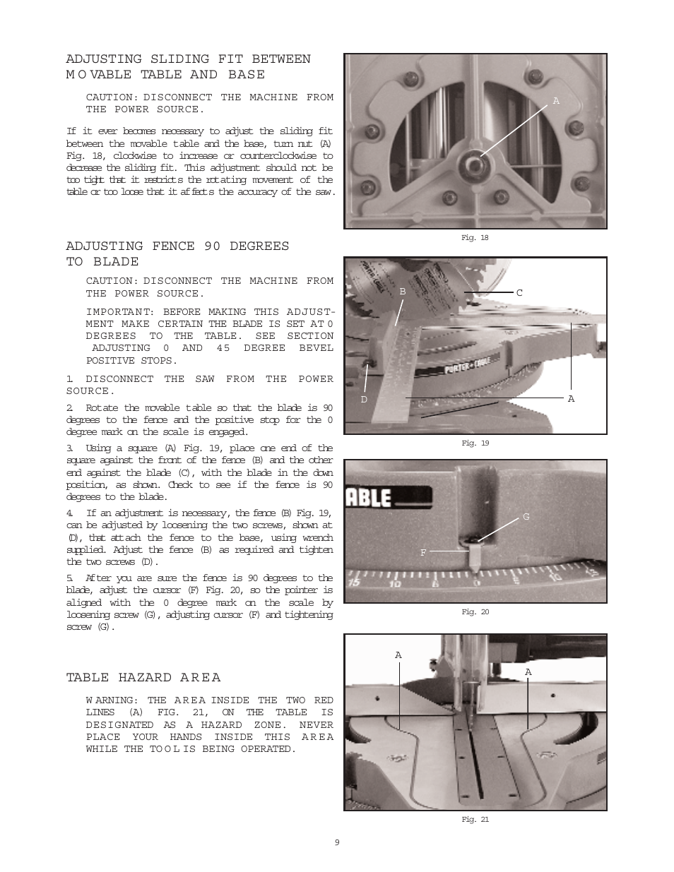 Adjusting fence 90 degrees to blade | Porter-Cable 3807 User Manual | Page 9 / 19