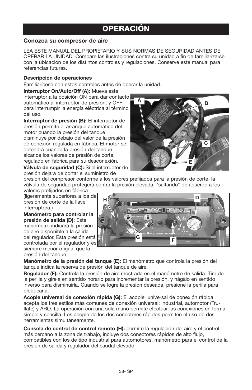 Operación | Porter-Cable JOB BOSS C3555 User Manual | Page 38 / 78