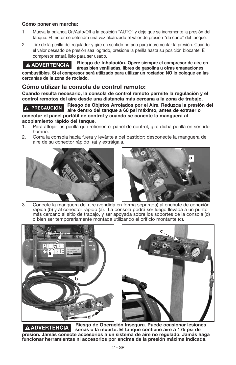 Cómo utilizar la consola de control remoto | Porter-Cable JOB BOSS C3555 User Manual | Page 41 / 78