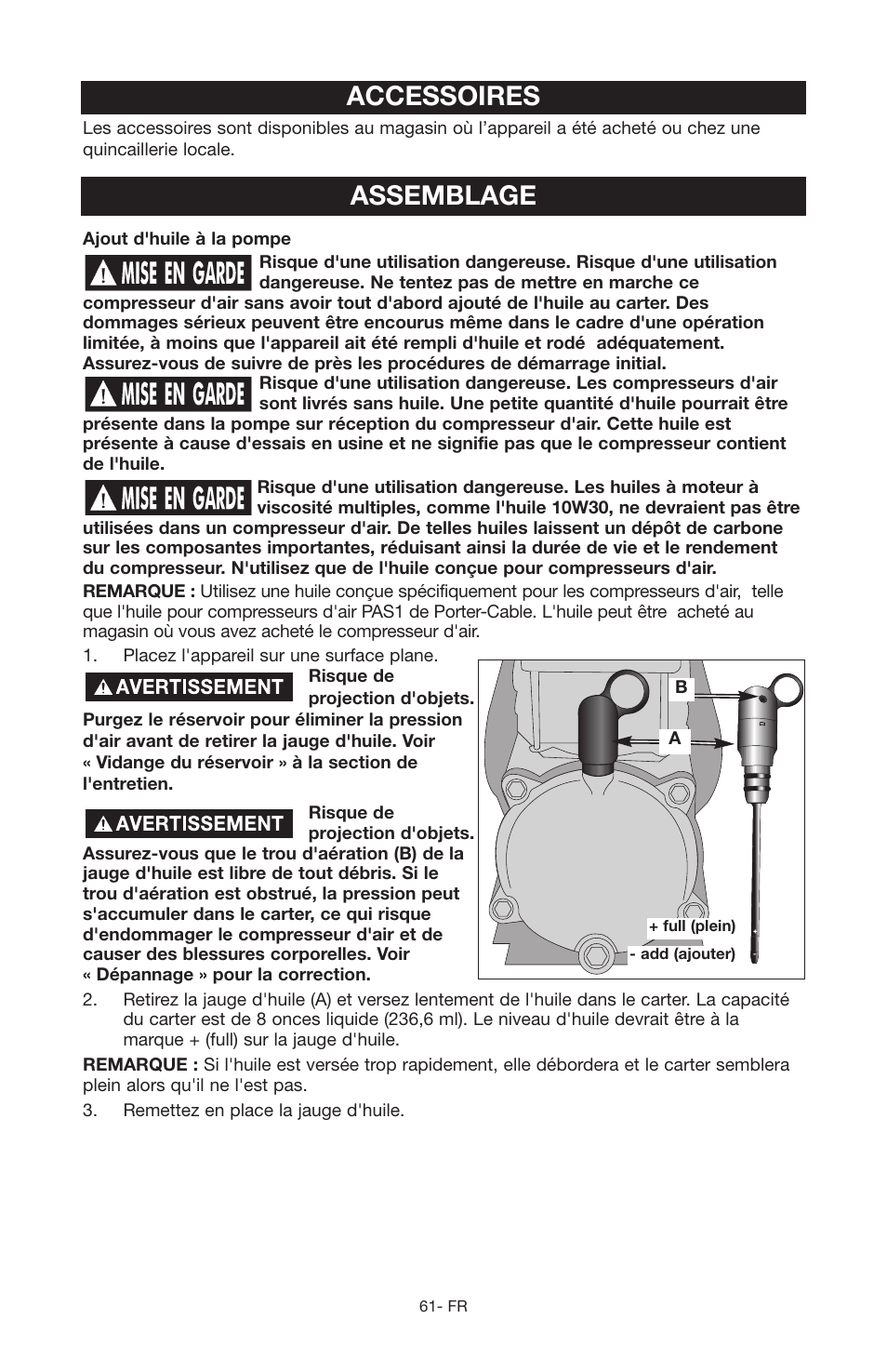 Accessoires assemblage | Porter-Cable JOB BOSS C3555 User Manual | Page 61 / 78