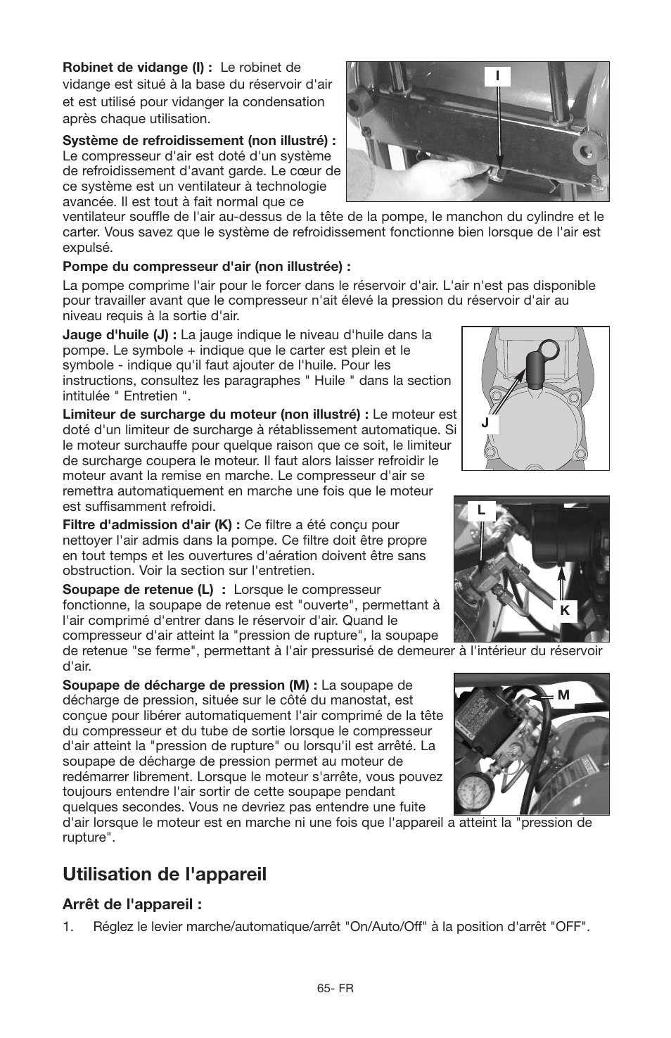 Utilisation de l'appareil | Porter-Cable JOB BOSS C3555 User Manual | Page 65 / 78