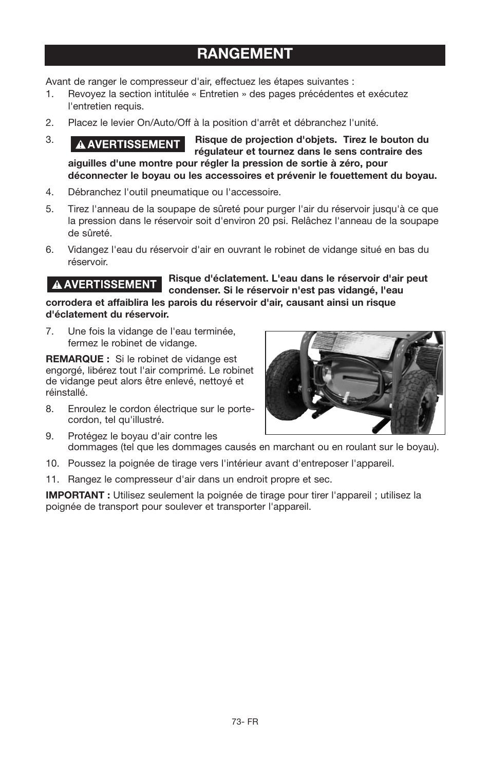 Rangement | Porter-Cable JOB BOSS C3555 User Manual | Page 73 / 78