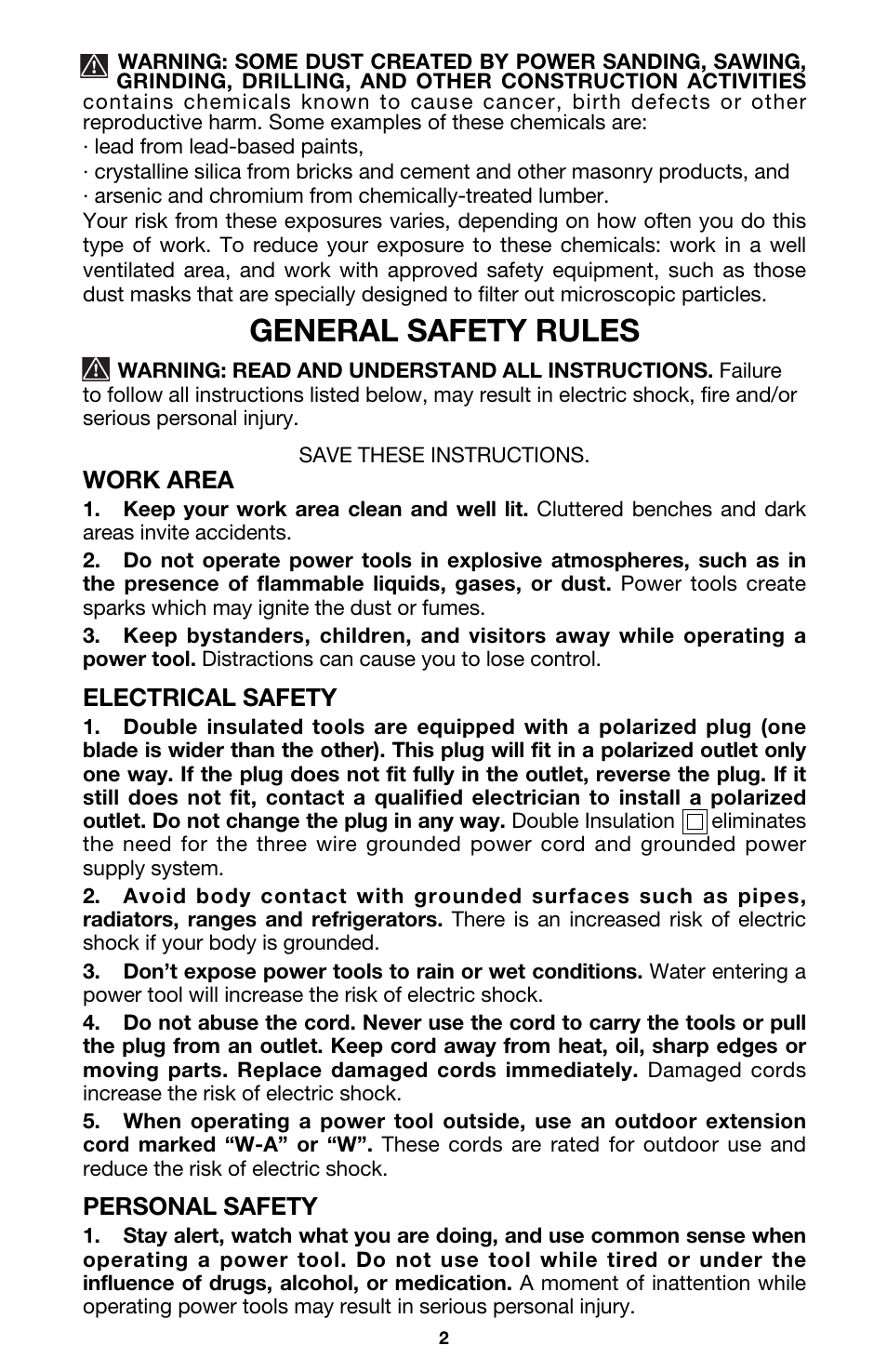 General safety rules | Porter-Cable 330 User Manual | Page 2 / 11