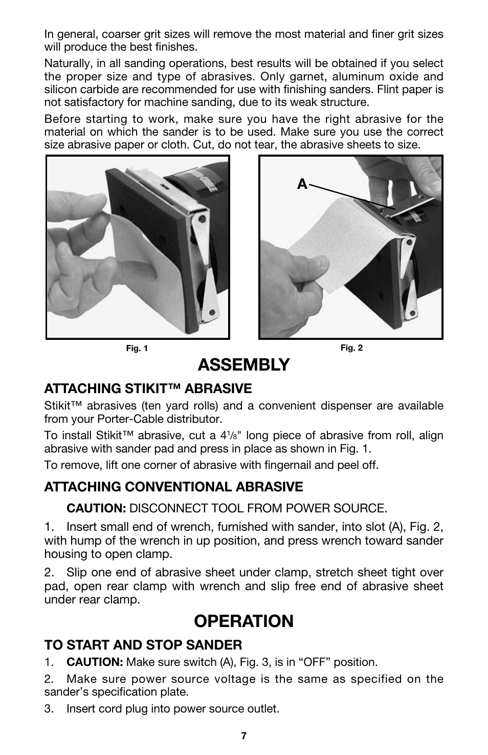 Assembly, Operation | Porter-Cable 330 User Manual | Page 7 / 11