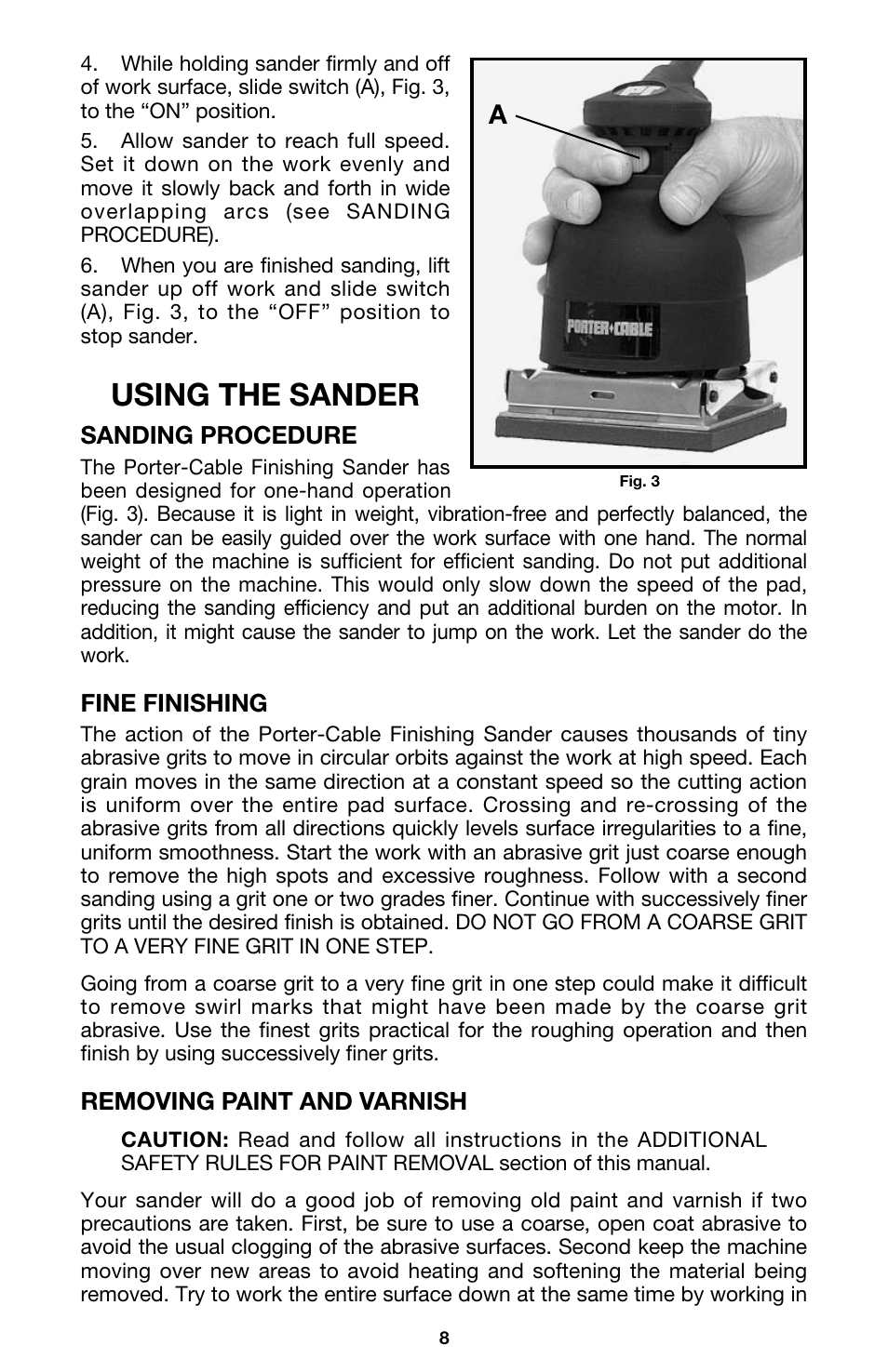 Using the sander | Porter-Cable 330 User Manual | Page 8 / 11