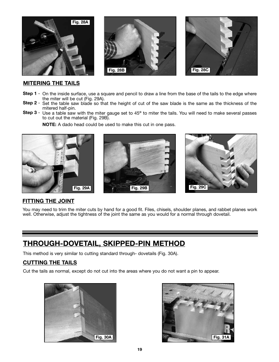 Through-dovetail, skipped-pin method | Porter-Cable 4212 User Manual | Page 19 / 44