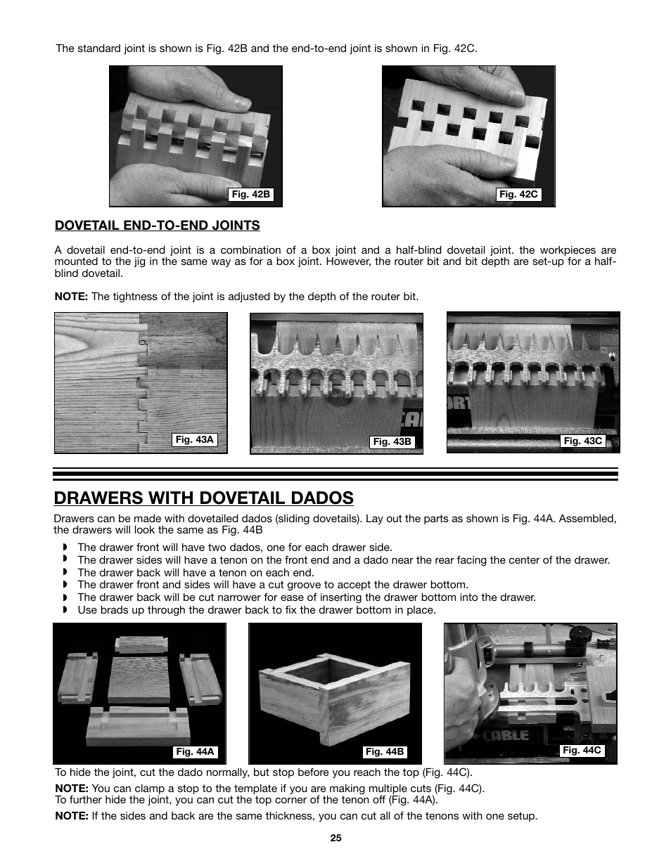 Drawers with dovetail dados | Porter-Cable 4212 User Manual | Page 25 / 44