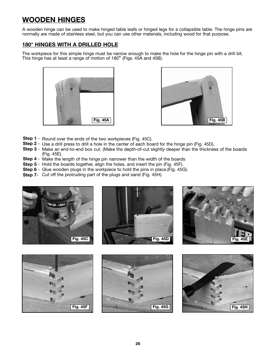 Wooden hinges | Porter-Cable 4212 User Manual | Page 26 / 44